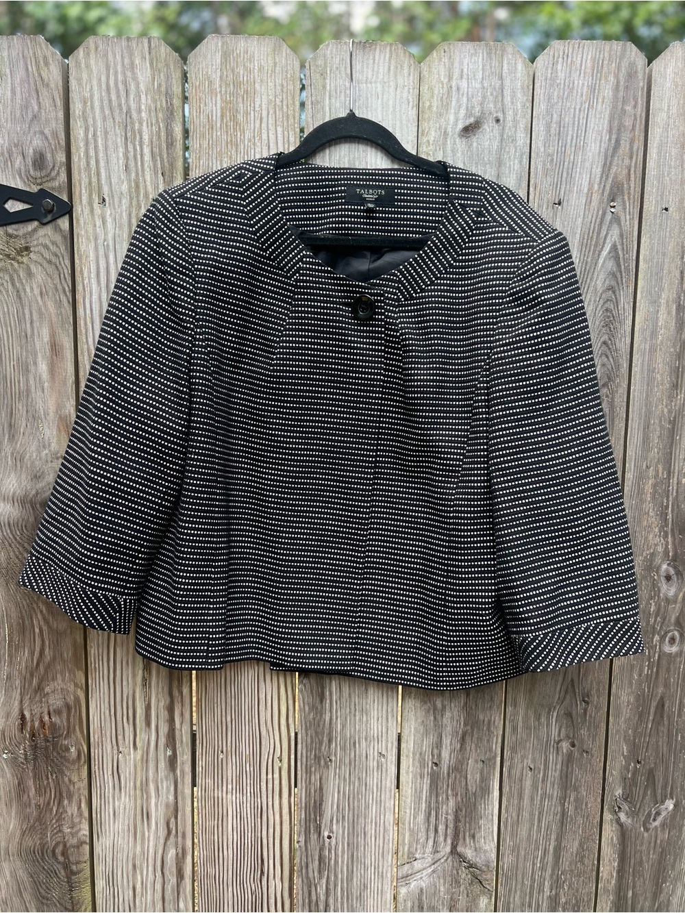 Talbots 1 Button Black White Dot Swing Blazer Jacket Women’s 18W